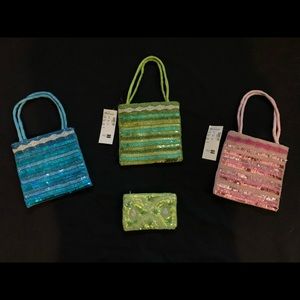 3 Sequin Purses & 1 Sequin Coin Purse